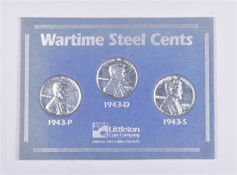High Grade 1943 P D S Complete Set Lincoln Wheat STEEL WWII 'Silver ...