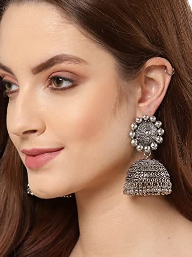 Buy Shining Diva Fashion Latest Stylish Oxidised Jhumka Earrings for ...