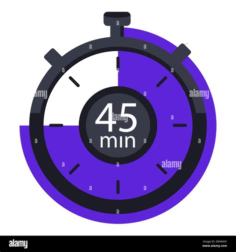 Timer with 45 minutes on dial illustration. Time, stopwatch, alarm ...