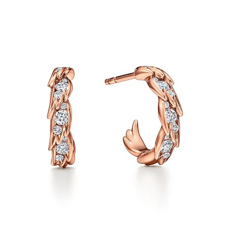Bird on a Rock by Tiffany:Wings Hoop Earrings in Rose Gold with ...