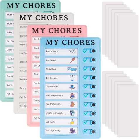 Buy Ayuanb Chore Chart, 4 PCS My Chores Checklist Board with 12 ...