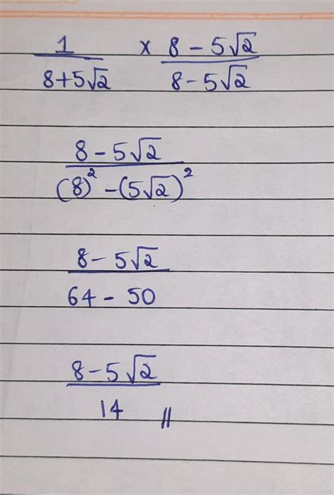 1/8+5√2 rationalize the following denomination - Brainly.in