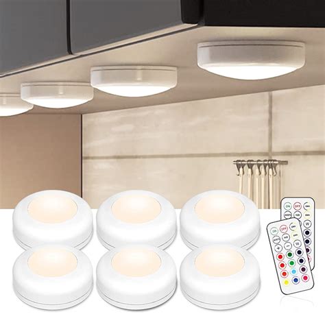 6 Pack Battery Operated LED Push Lights with Wireless Remote - Walmart.com