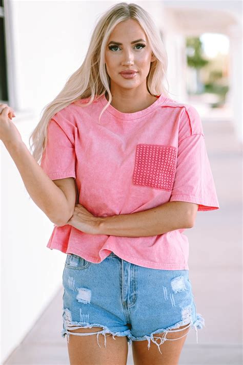 Pink Lace Pocket Tshirt – Cherrify