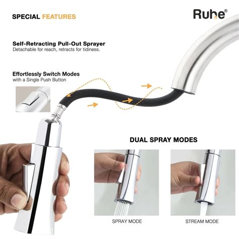 Ruhe Spring Dual Flow Pull-out Kitchen Mixer Faucet Chrome Wholesale ...