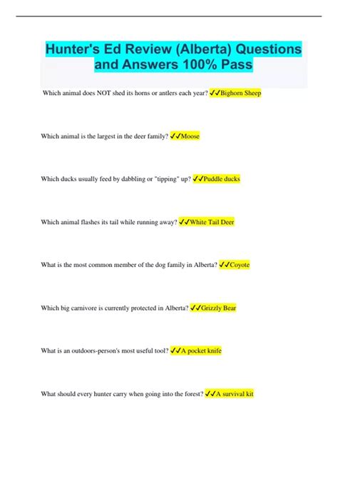 Hunter's Ed Review (Alberta) Questions and Answers 100% Pass - Hunter ...