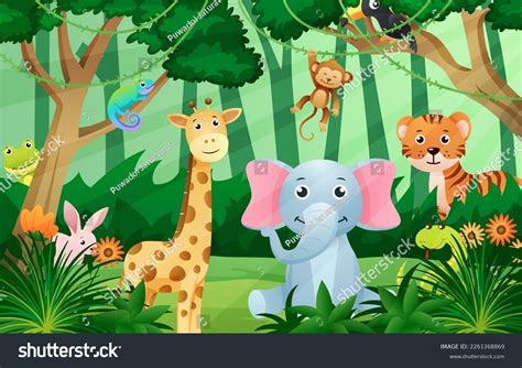Baby Animals Jungle Clipart Scene