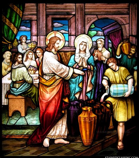 "The Wine and the Wedding" Religious Stained Glass Window