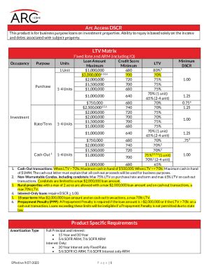 Fillable Online Arc Access Dscr: Business Purpose Loan Guidelines 2023 ...
