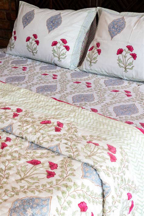 MUGHAL JAAL-Premium hand block printed bedding set-Queen size – Vrindha ...