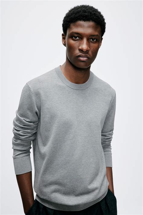 - Slim Fit Fine-Knit Sweater - Dark gray - Men | H&M US