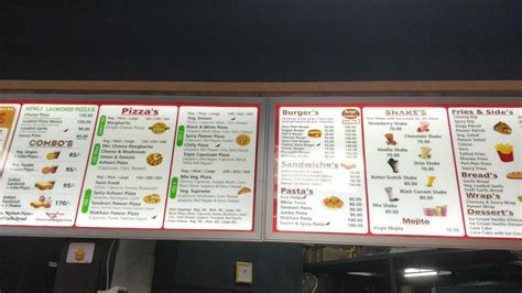 Menu at Hungry Point, Banga