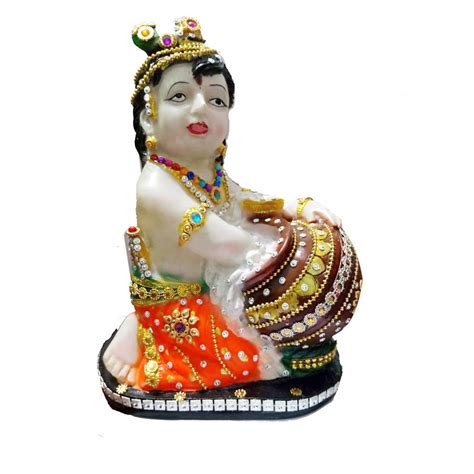 Buy Resin Ladoo Gopal Krisha Statue (Polyresin, Gold & Multicolor ...