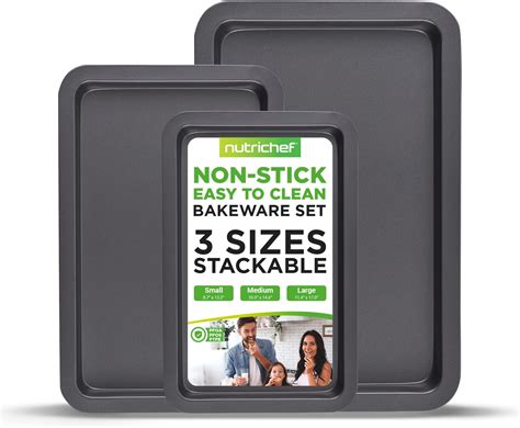 Amazon.com: NutriChef 3-Piece Non-Stick Cookie Sheets for Baking ...