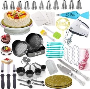 Unique Impex 3 Pcs Cake Moulds(Heart/Round/Square)+ Cake Turn Table ...