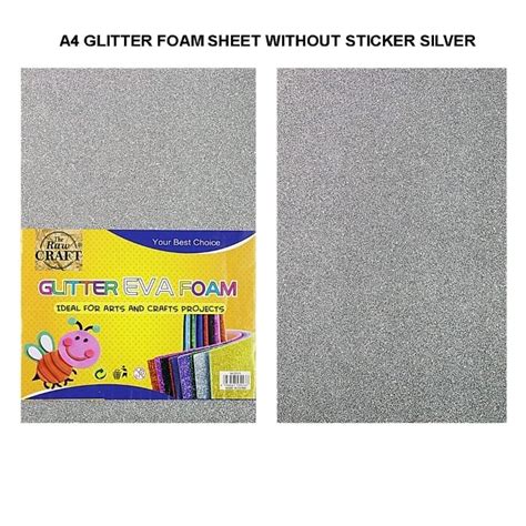Glitter Foam Sheet A4 With Sticker Silver