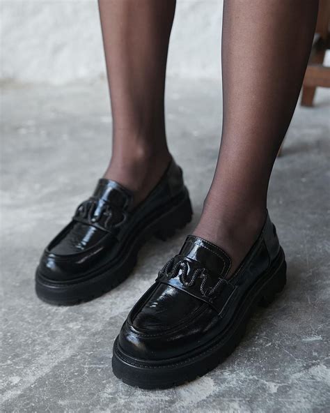 Black Patent Leather Loafer,black Chunky Loafer,black Leather Loafer ...