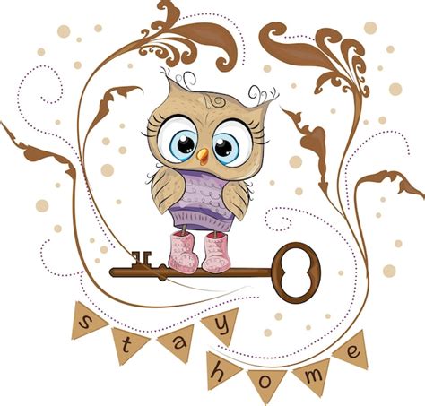 Bleib zu Hause und rette dich selbst Weise Eule auf Schlüssel rette ...