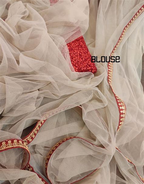 Off White Lace Border Net Saree – Peepal Clothing