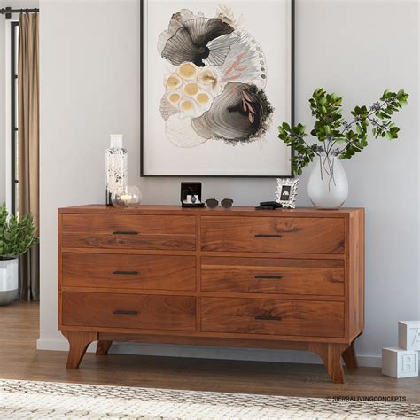 Levi Rustic Solid Wood Bedroom Dresser with 6 Drawers