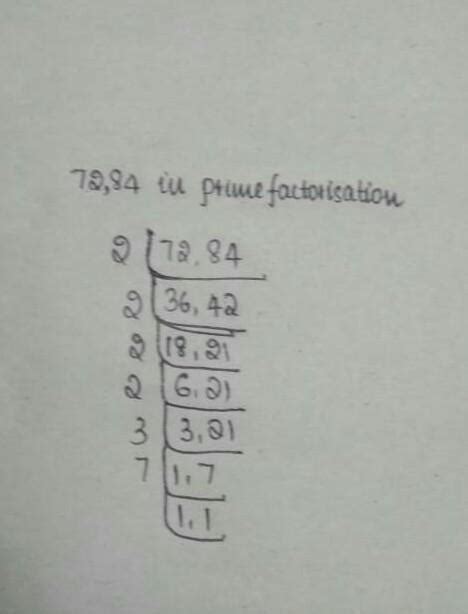 Solve this problem is 72 ,84 in prime factorisation - Brainly.in