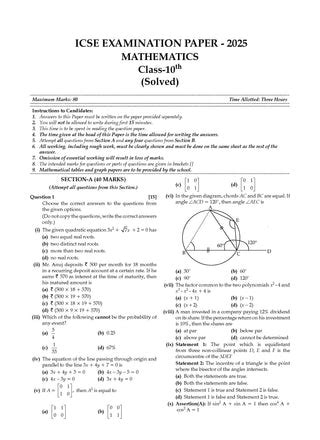 ICSE Class 10 Math Question Bank | Chapterwise & Topicwise Solved ...