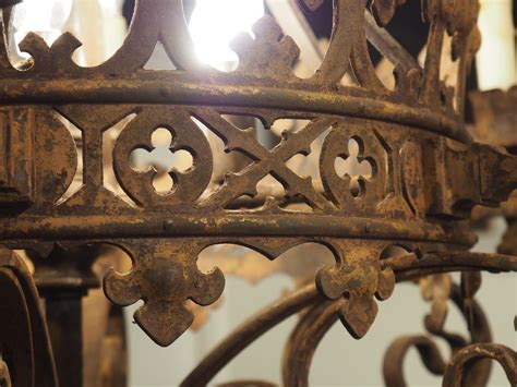 Antique French Wrought Iron Gothic Style Chandelier, Circa 1880 at 1stDibs