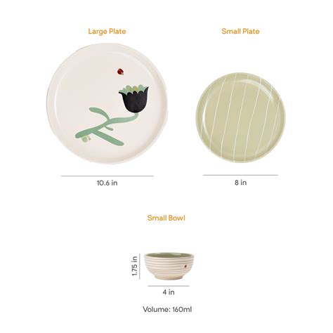 Flora Dinner Set | 18pcs | White & Green – Lagavi