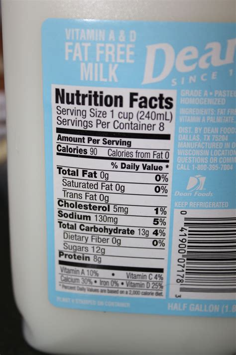 Skim milk nutrition label - automationrilo