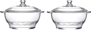 IndusBay 2.5 Liter Microwave safe glass casserole Set Pack of 2 Serve ...