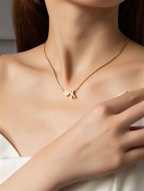 ARZONAI Gorgeous Alphabet 'K' & Tiny Heart Pendant Locket Chain Double ...