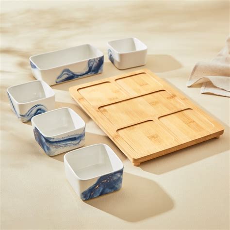 Buy Showstopper Hatsu 6Pcs Porcelain Partition Bowls with Tray from ...