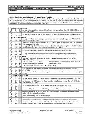 Quality Insulation Installation Checklist - Blank Fillable Template ...