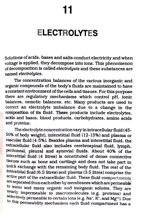 Electrolyte- full chapter - 11 ELECTROLYTES Solutions of acids, bases ...