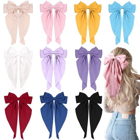Hair Bows for Women Girls Hair Ribbon Bow Hair Clips with Long Tails ...