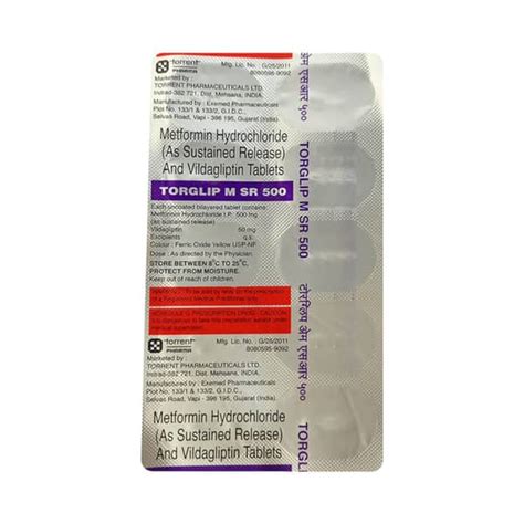 Torglip M Sr 500mg Strip Of 10 Tablets: Uses, Side Effects, Price ...