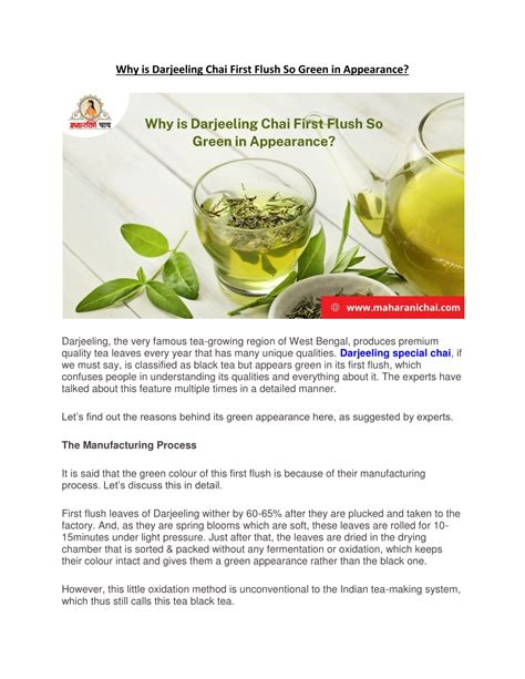 PPT - Why is Darjeeling Chai First Flush So Green in Appearance PowerPoint Presentation - ID ...