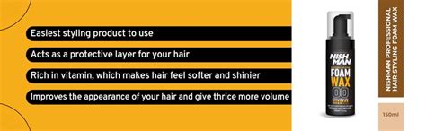 Nishman Hair Styling Foam Wax for Men | Natural Shine | Strong Hold ...