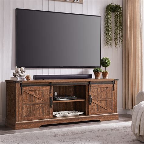 Buy OKD Farmhouse TV Stand for 75 Inch TV, Rustic Entertainment Center ...