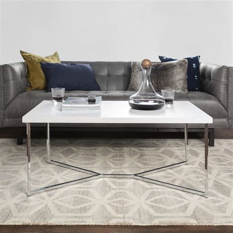 Walker Edison Mid Century Modern Marble Gold Rectangle Coffee Table ...