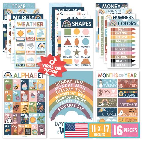 Hadley Designs 16 Boho Kids Educational Posters For Toddlers Teacher ...