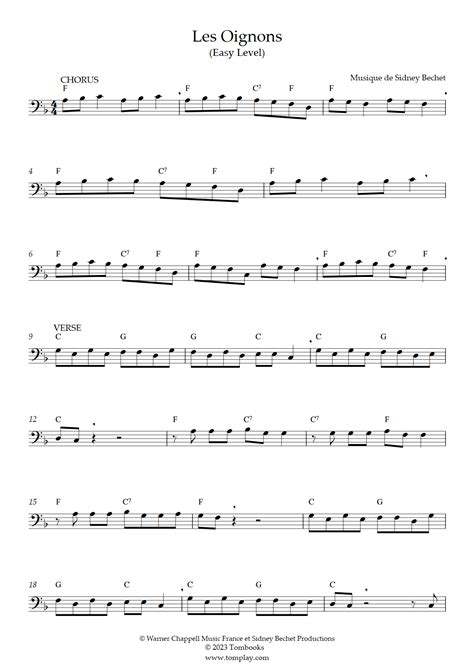 Les Oignons (Easy Level) (Bechet) - Trombone Sheet Music