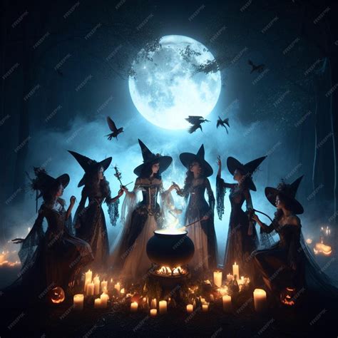 Premium Photo | Group of witches