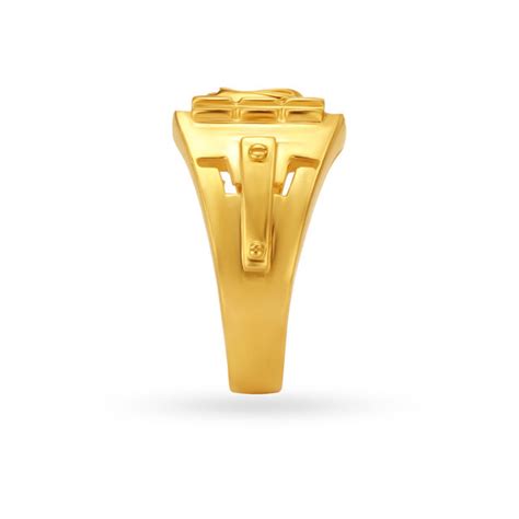 Triangular Rugged Gold Finger Ring For Men