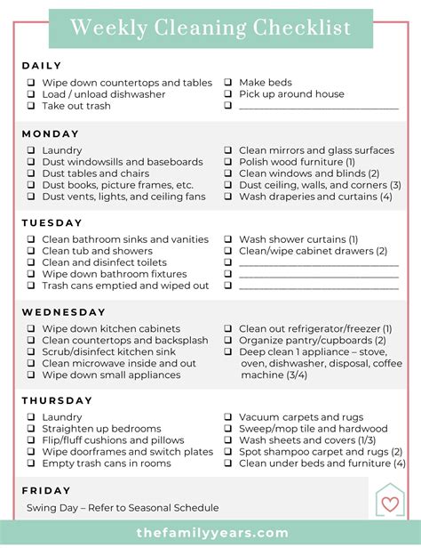 Weekly Cleaning Schedule | Free Checklist Template
