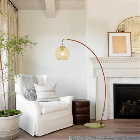 Modern Amber Glass Shade Floor Lamp | Lucia Living