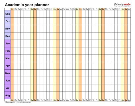 Free Academic Year Planners in PDF Format - 36 Templates