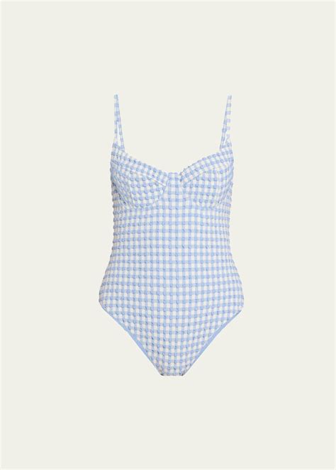 SIMKHAI Suni Gingham One-Piece Swimsuit - Bergdorf Goodman