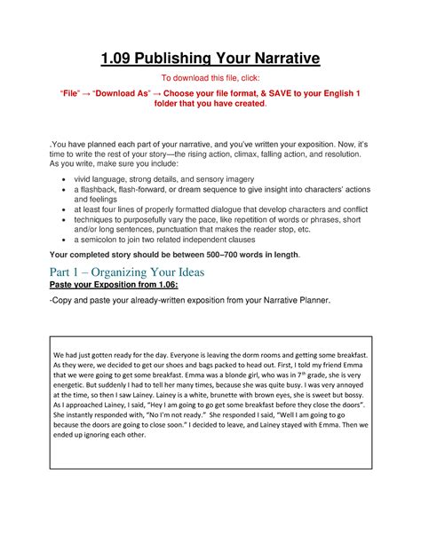 1.09 Publishing your Narrative - 1 Publishing Your Narrative To ...