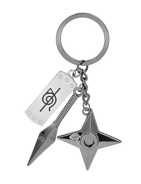 Naruto Anime | Kunai Shuriken Headband TRIO | Metal Keychain